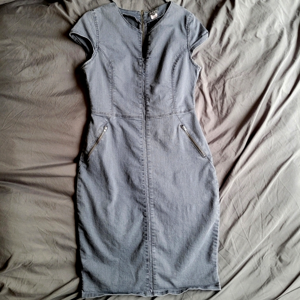 Phase 8 Magda Grey Fitted Denim Dress